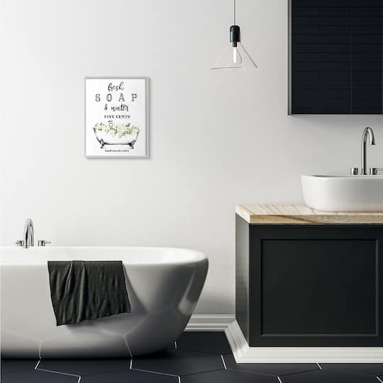 Stupell Industries Fresh Soap & Water Bath Tub Framed Wall Art